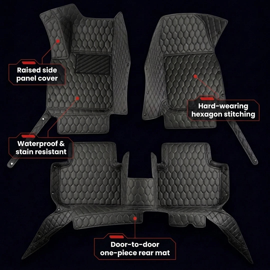 Hexa Series Custom Fit Car Mats - All Black