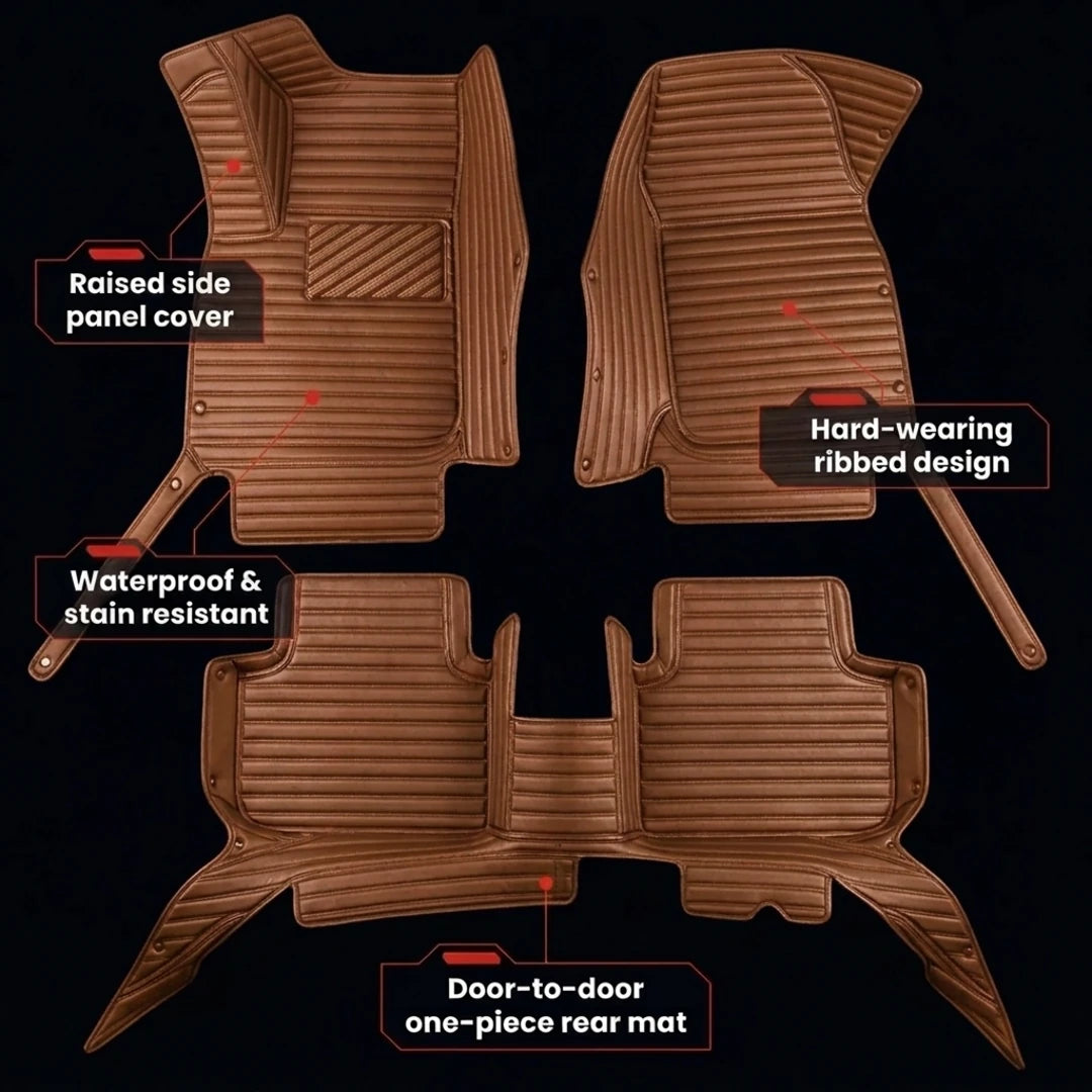Ribbed Series Custom Fit Car Mats - Caramel Brown