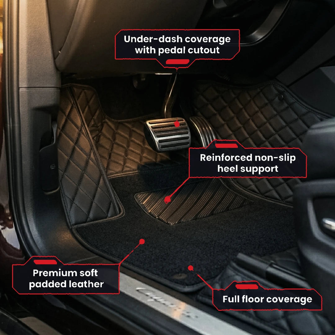 Tapis d'auto sur mesure série Dual-Layer - Tout noir et tapis moquette noir