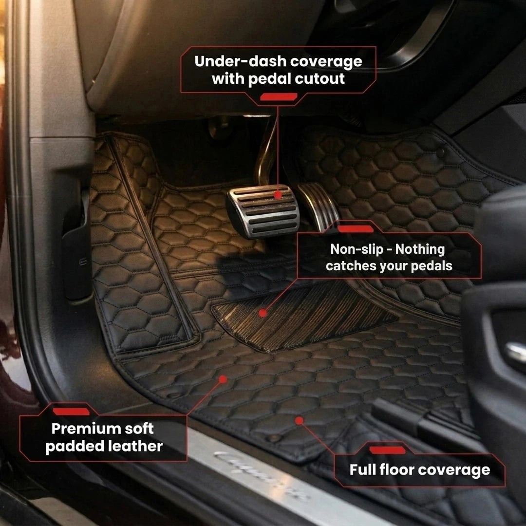 Tapis d'auto sur mesure série Hexa - Tout noir