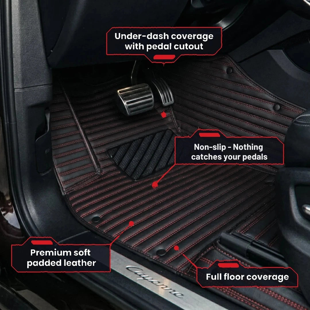 Tapis d'auto sur mesure série Ribbed - Noir et rouge
