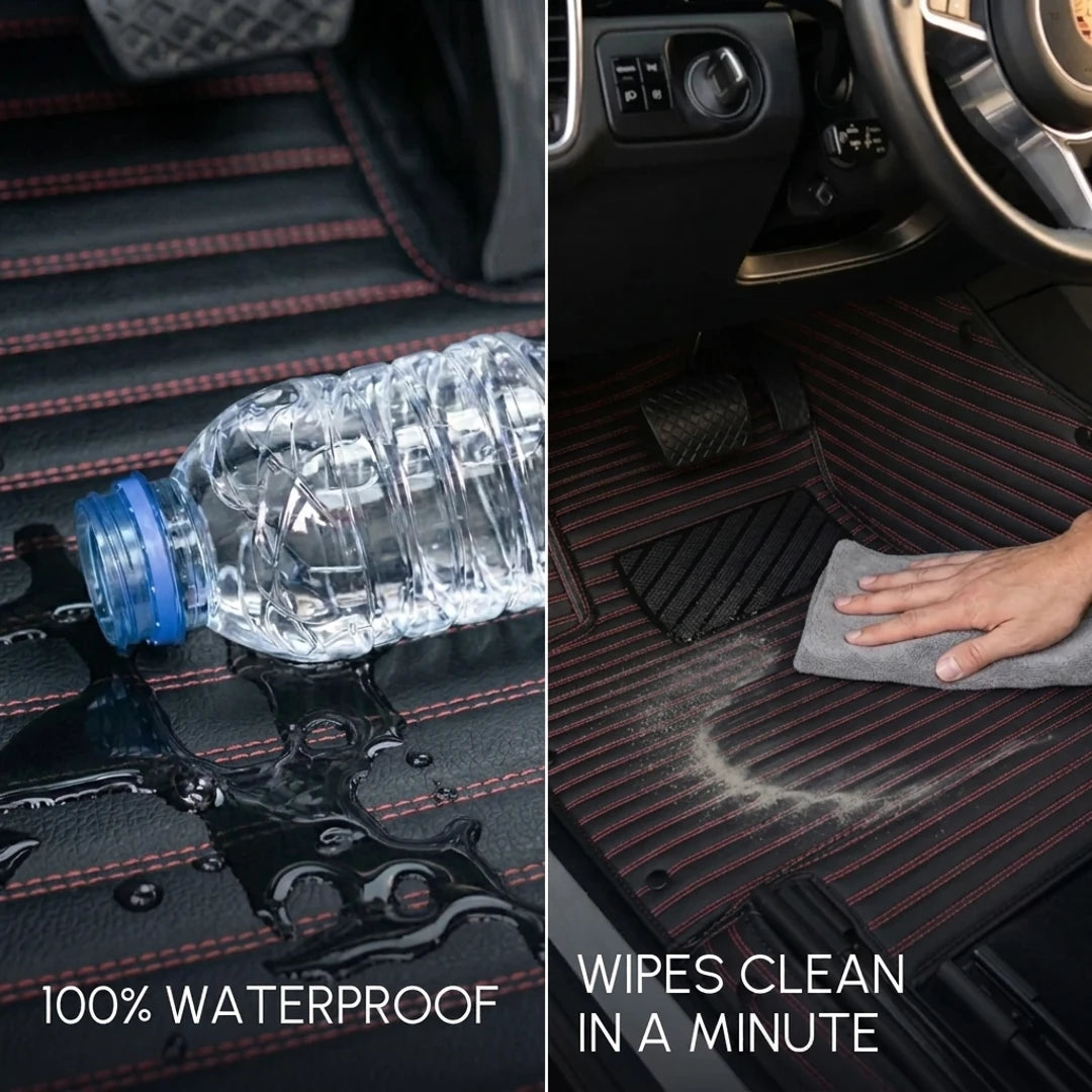 Tapis d'auto sur mesure série Ribbed - Noir et rouge