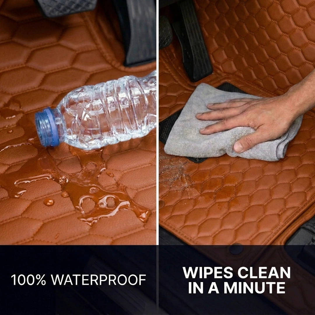 Tapis d'auto sur mesure Hexa - Brun caramel