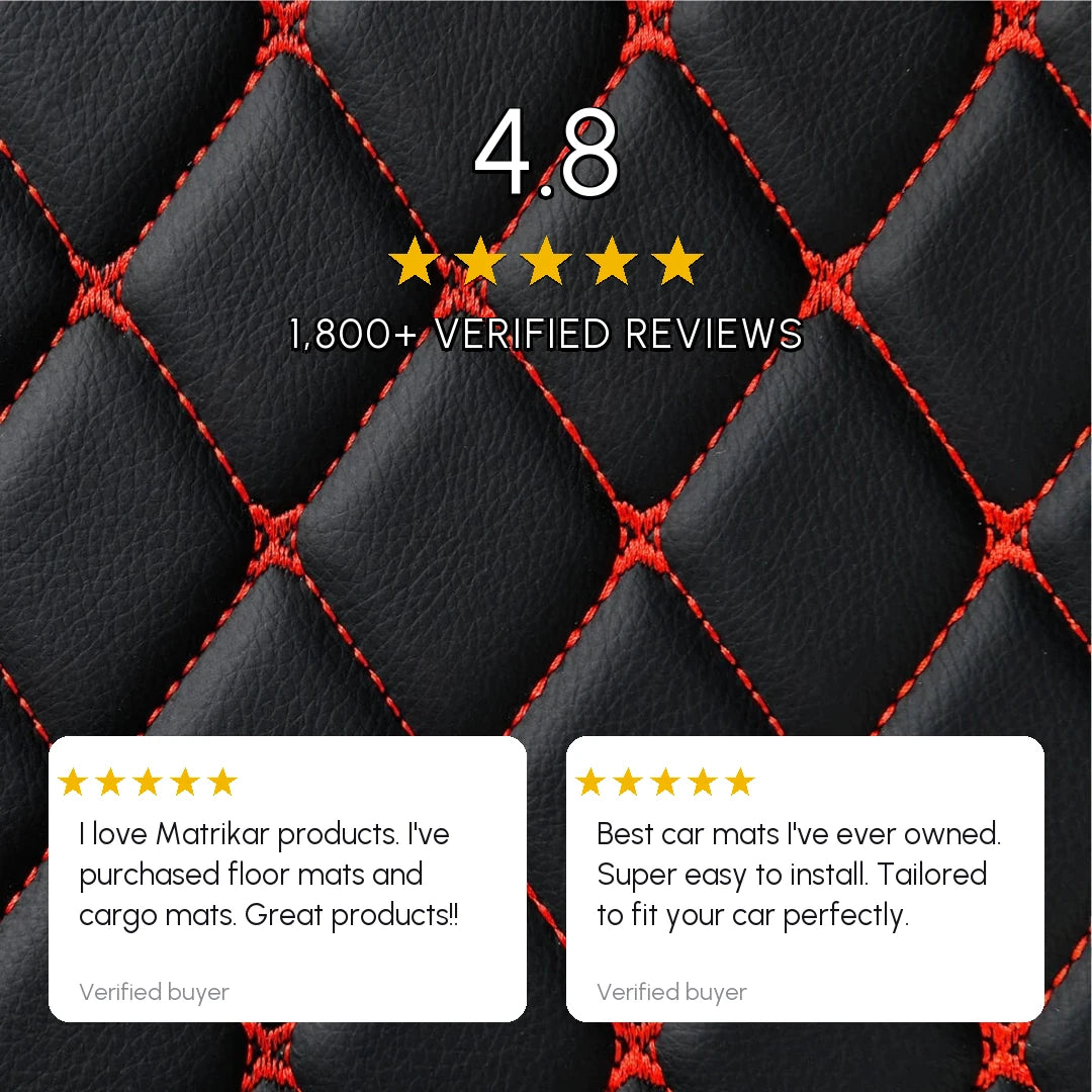 Tapis d'auto sur mesure Diamond - Noir et surpiqûres rouges
