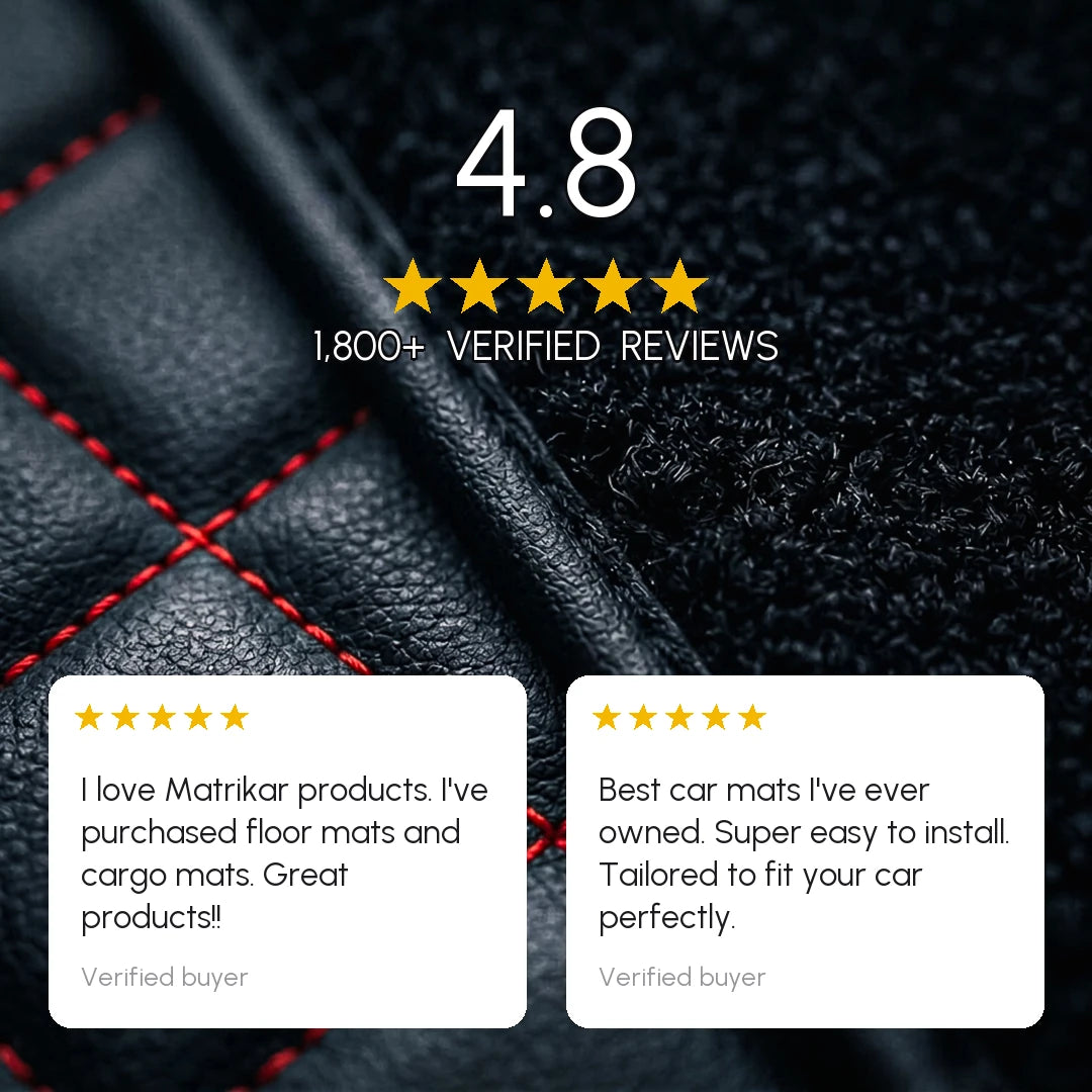 Tapis d'auto sur mesure série Dual-Layer - noir, coutures rouges et dessus en tapis noir