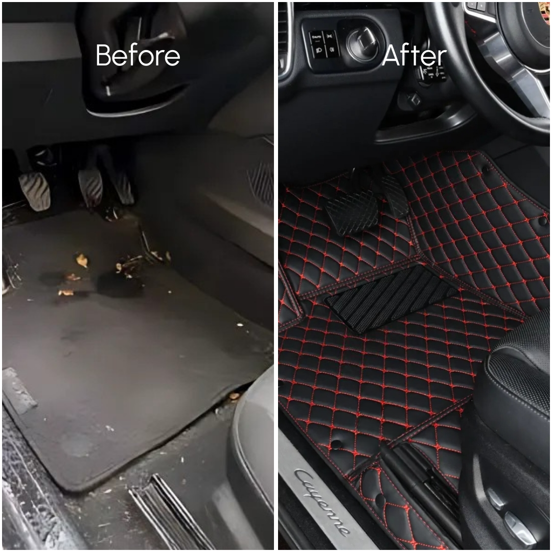 Diamond Series Custom Fit Car Mats - Black & Red Stitching