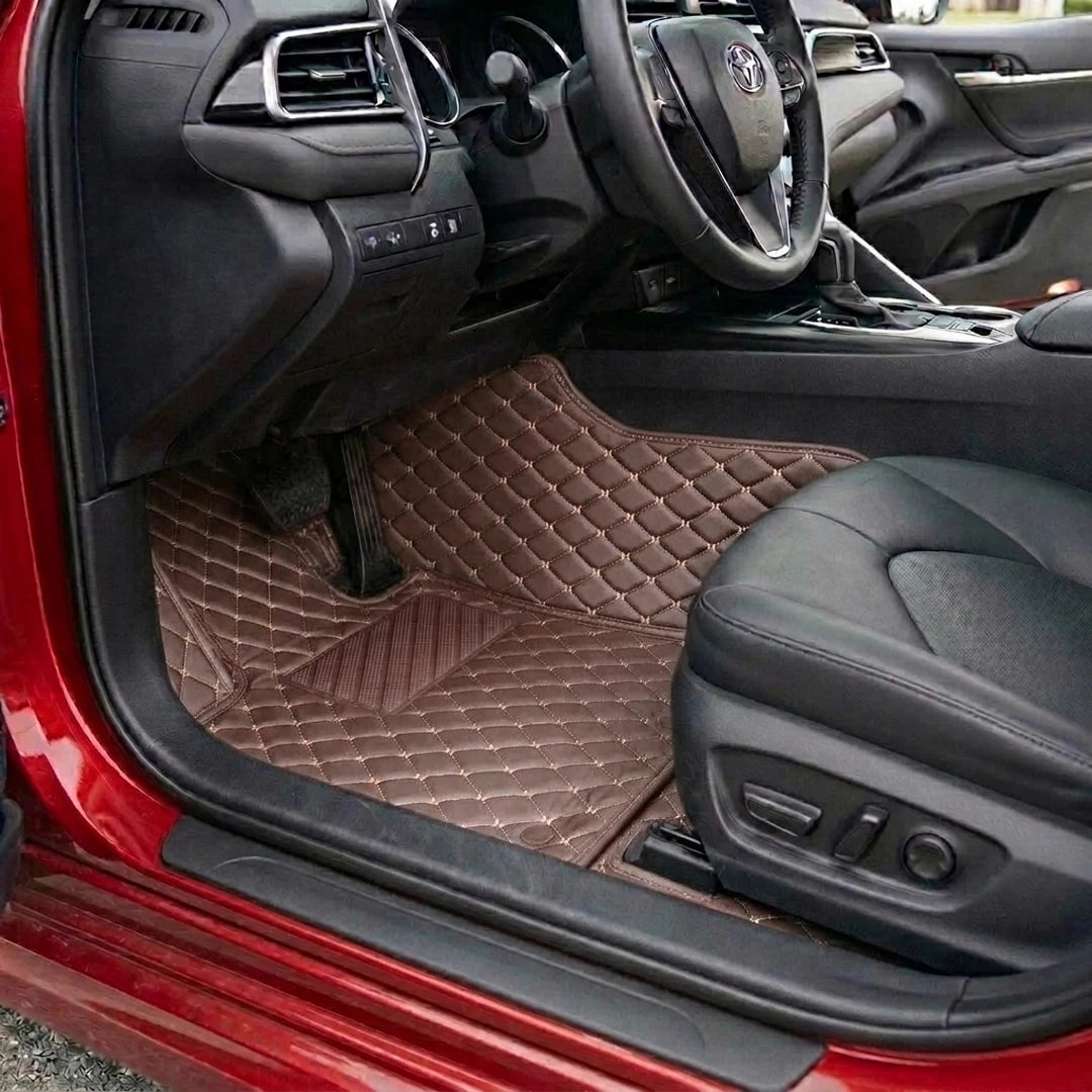 Matrikar Diamond Series custom fit car mats in Chocolate Brown fitted in a Toyota Camry
