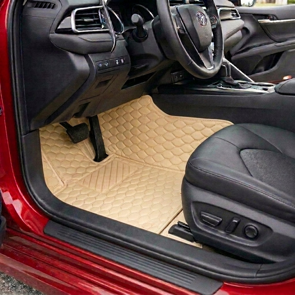 Matrikar Hexa Series custom fit car mats in Cream Beige fitted in a Toyota Camry