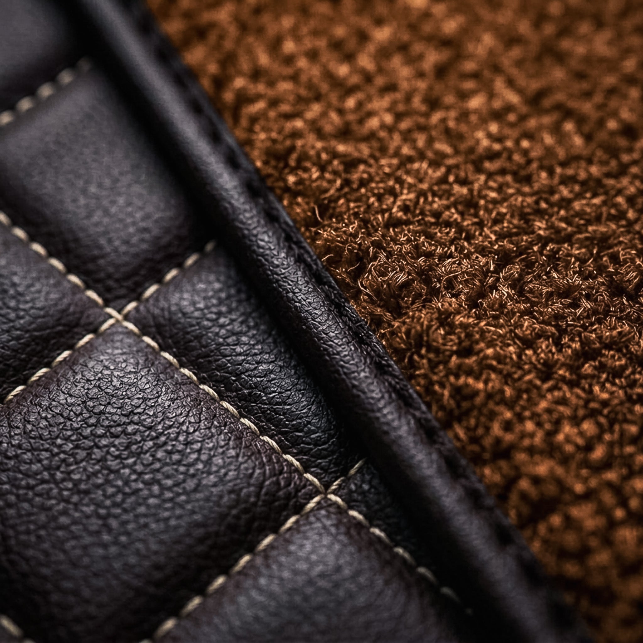 Dual-Layer Series Custom Fit Car Mats - Chocolate Brown & Caramel Brown Top Carpet
