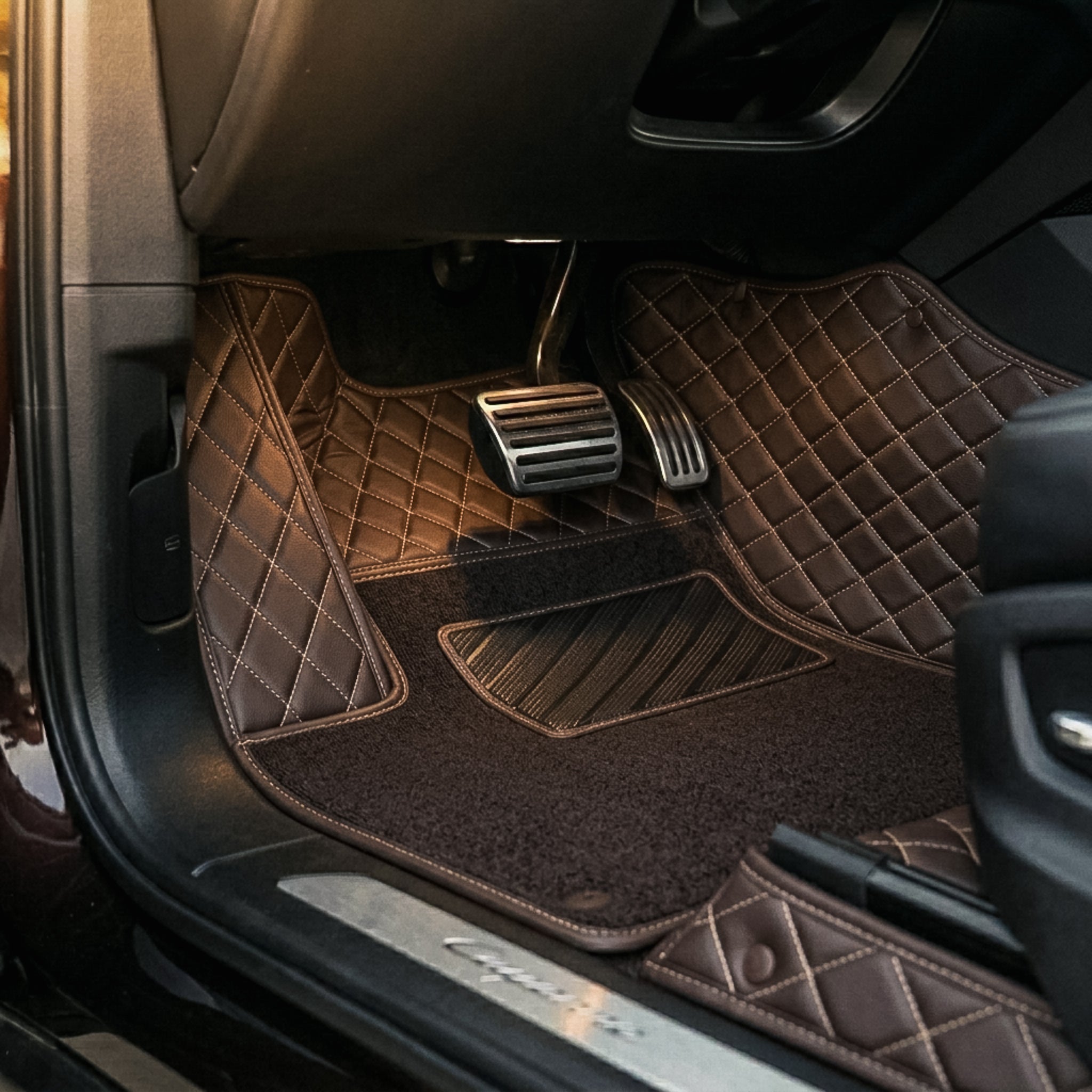 Dual-Layer Series Custom Fit Car Mats - Chocolate Brown & Chocolate Brown Top Carpet