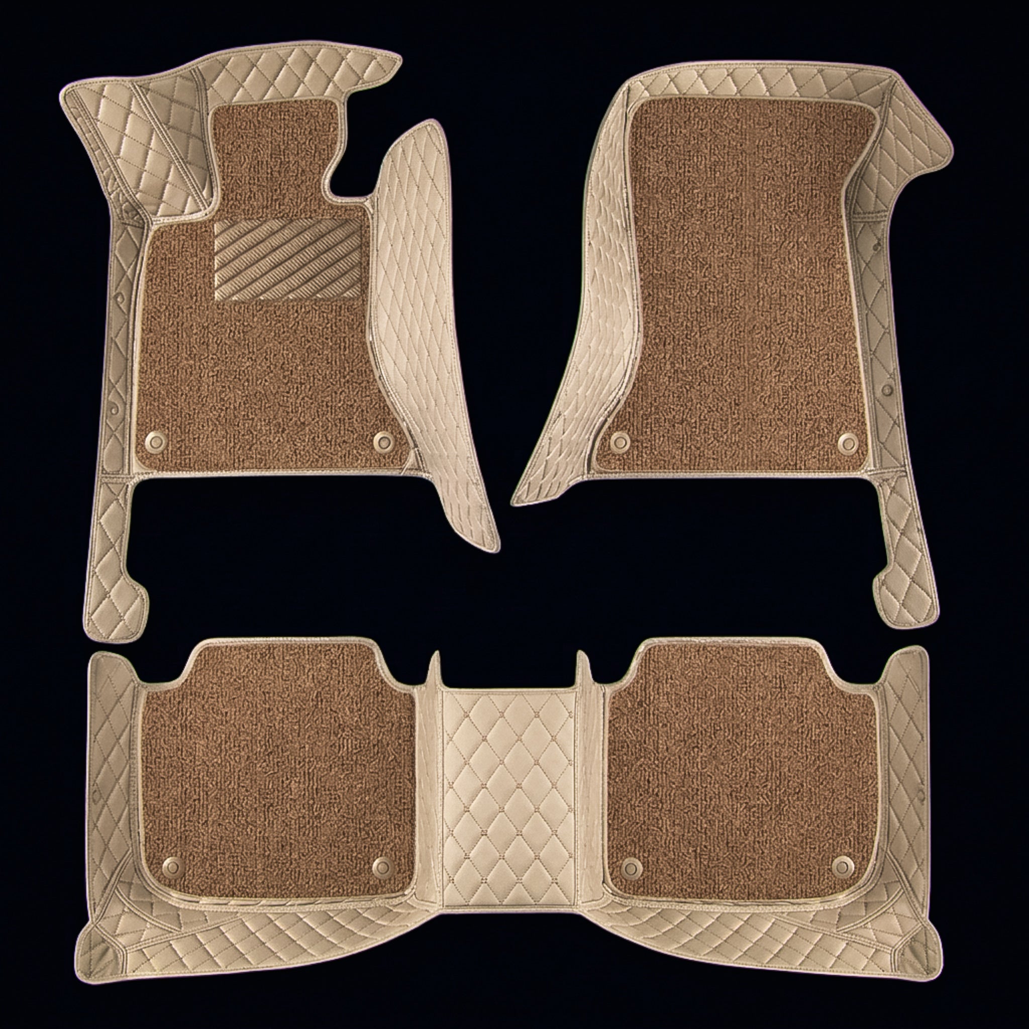 Dual-Layer Series Custom Fit Car Mats - Cream Beige & Beige Top Carpet