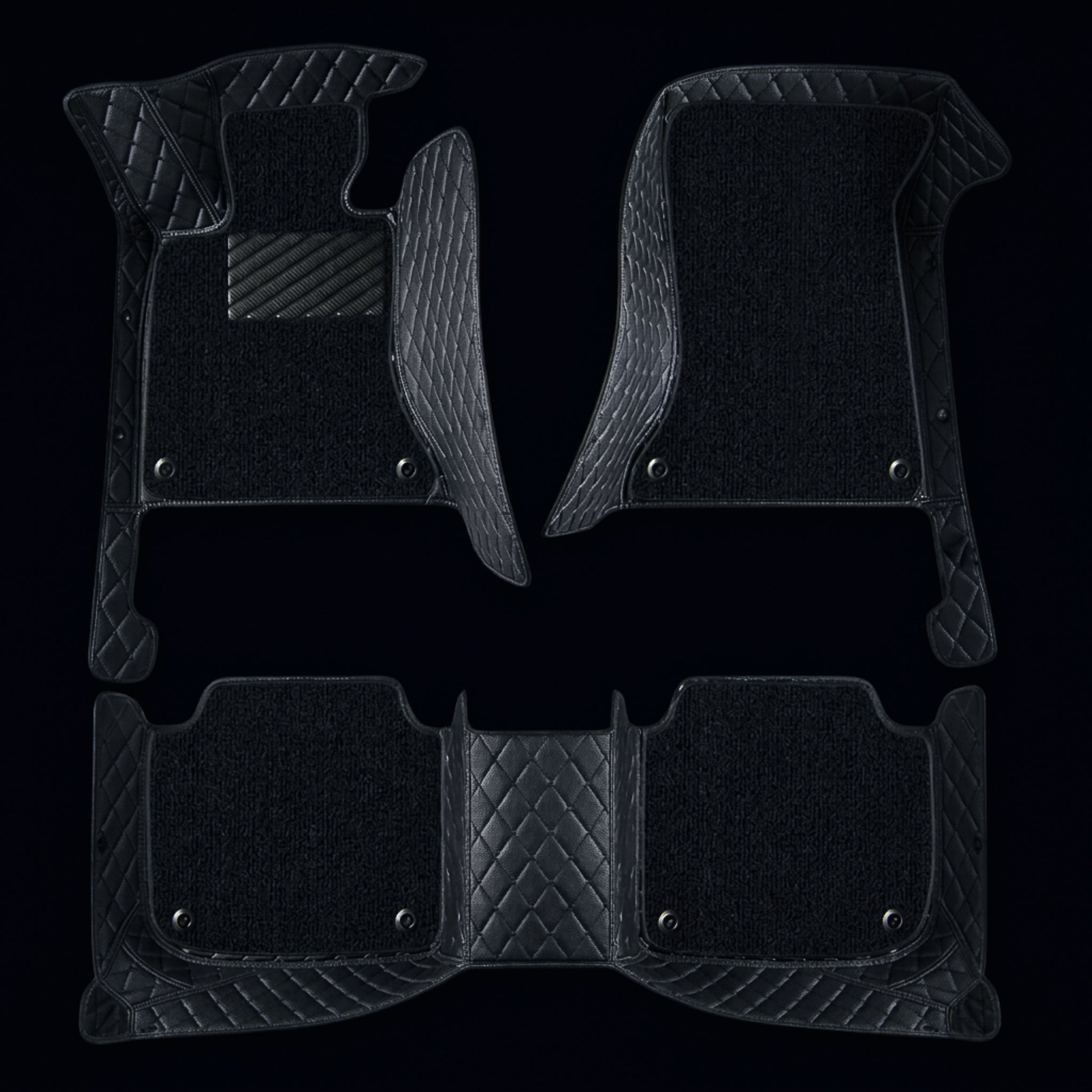 Dual-Layer Series Custom Fit Car Mats - All Black & Black Top Carpet