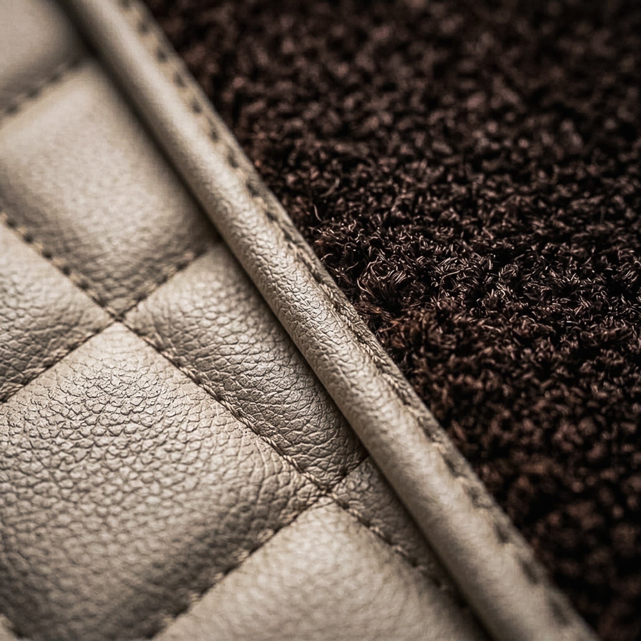 Dual-Layer Series Custom Fit Car Mats - Cream Beige & Brown Top Carpet