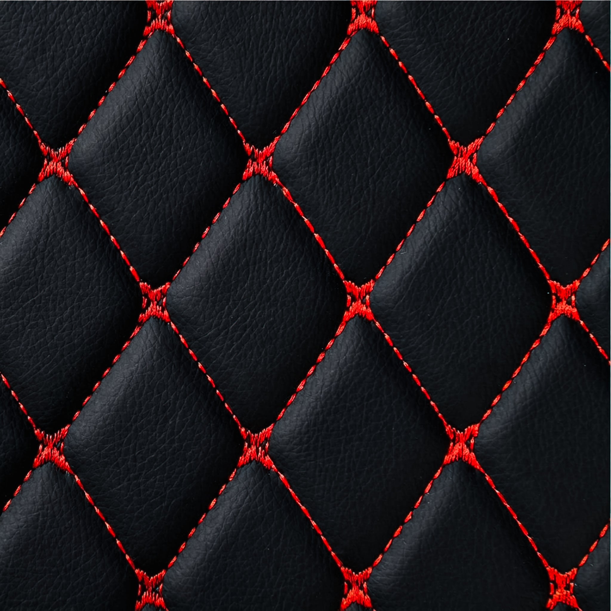Diamond Series Custom Fit Car Mats - Black & Red Stitching