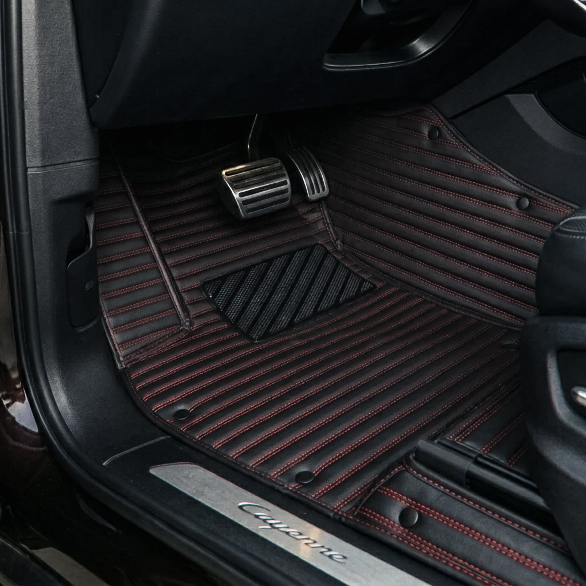 Ribbed Series Custom Fit Car Mats - Black & Red
