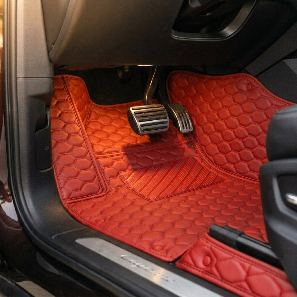 Tapis d'auto sur mesure Hexa - Rouge Ferrari