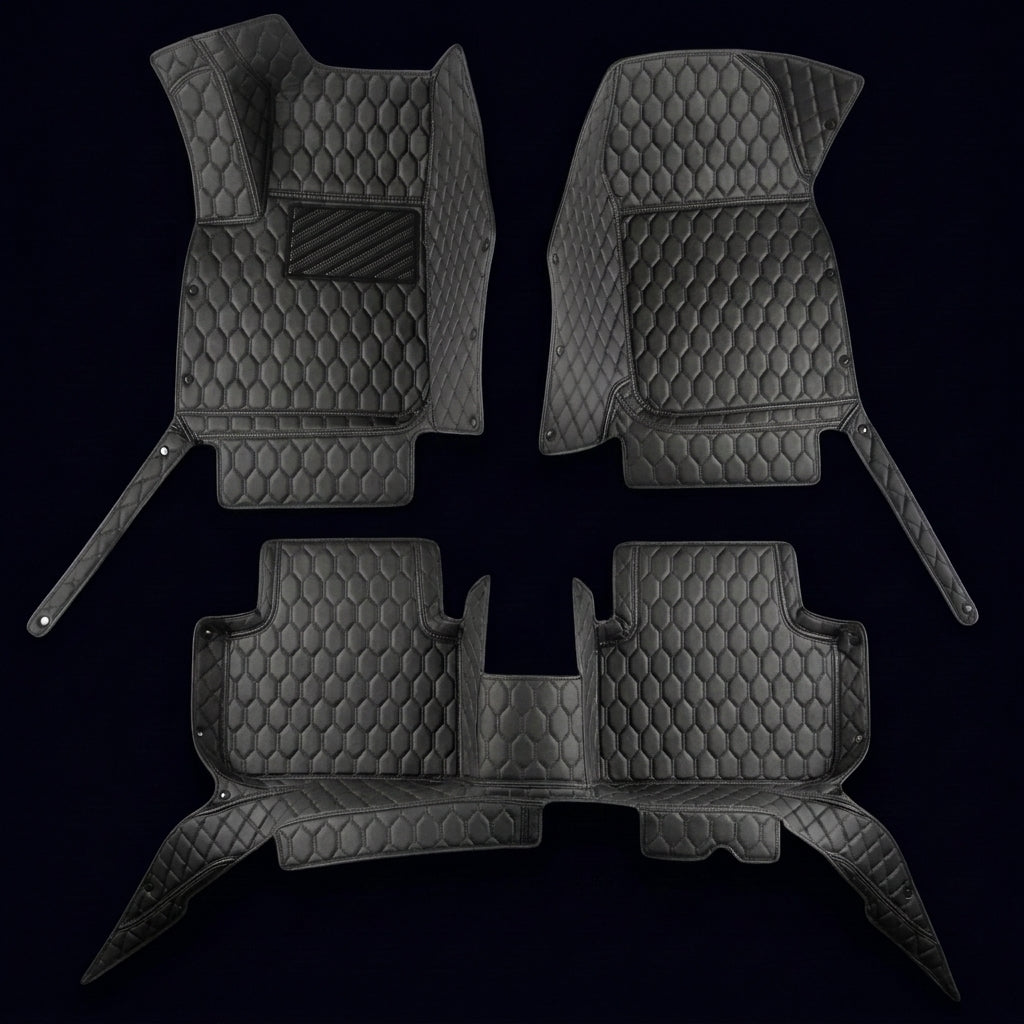 Tapis d'auto sur mesure série Hexa - Tout noir