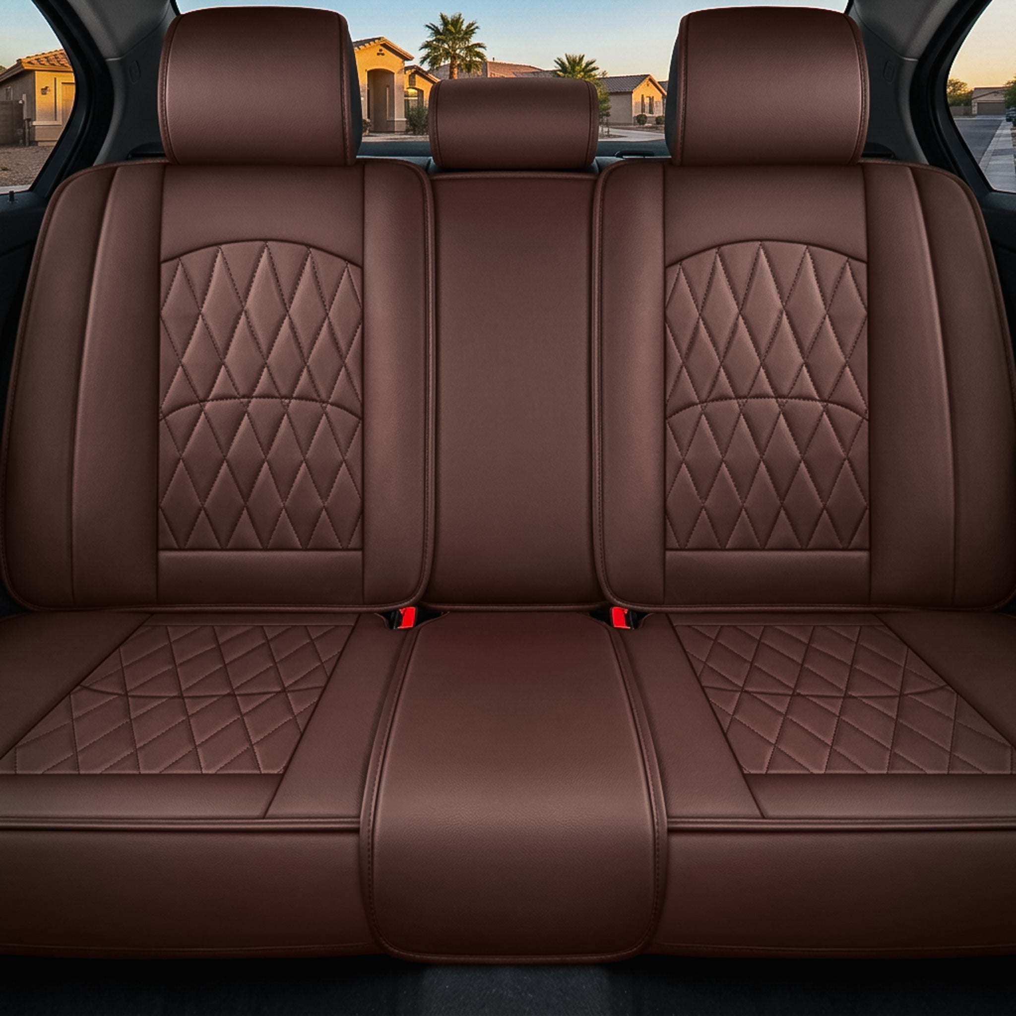 Diamond Luxe Series Custom Fit Seat Covers - Caramel Brown