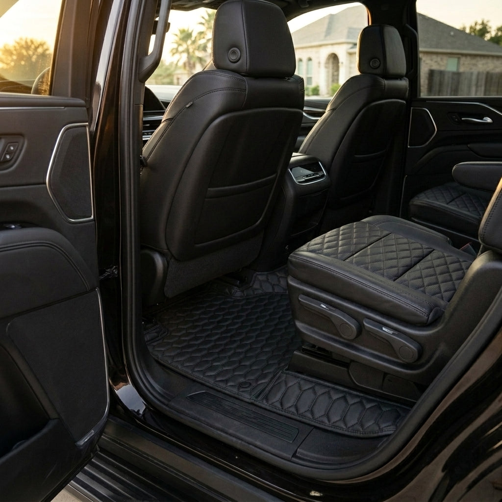 Tapis d'auto sur mesure série Hexa - Tout noir