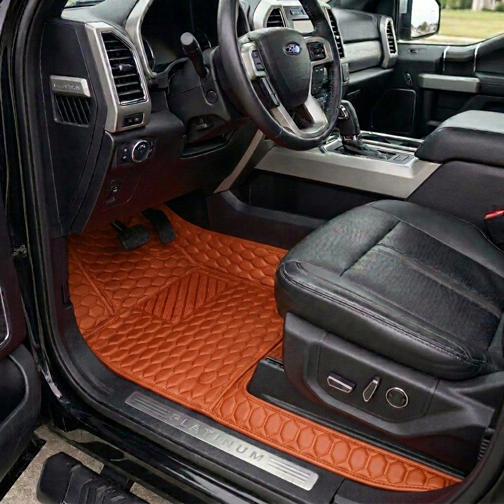 Tapis d'auto sur mesure Hexa - Brun caramel