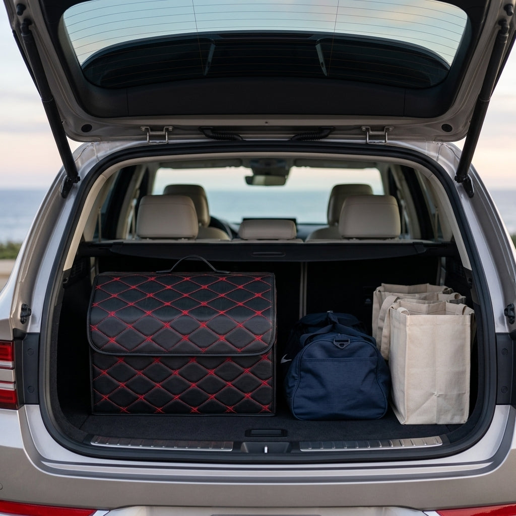 Premium Trunk Organizers - Red Stitching