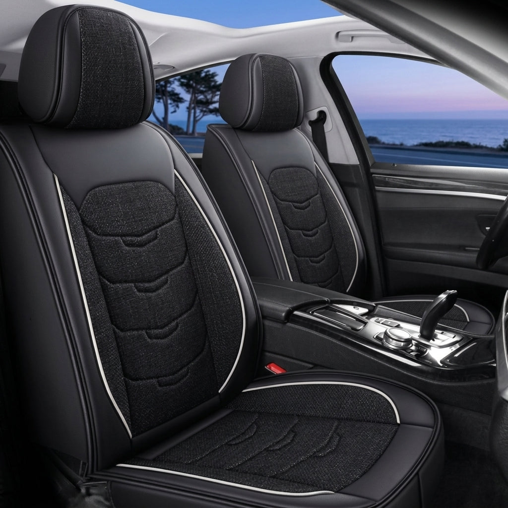 Elite Comfort seat covers in all black, airbag-safe breakaway seams — Matrikar