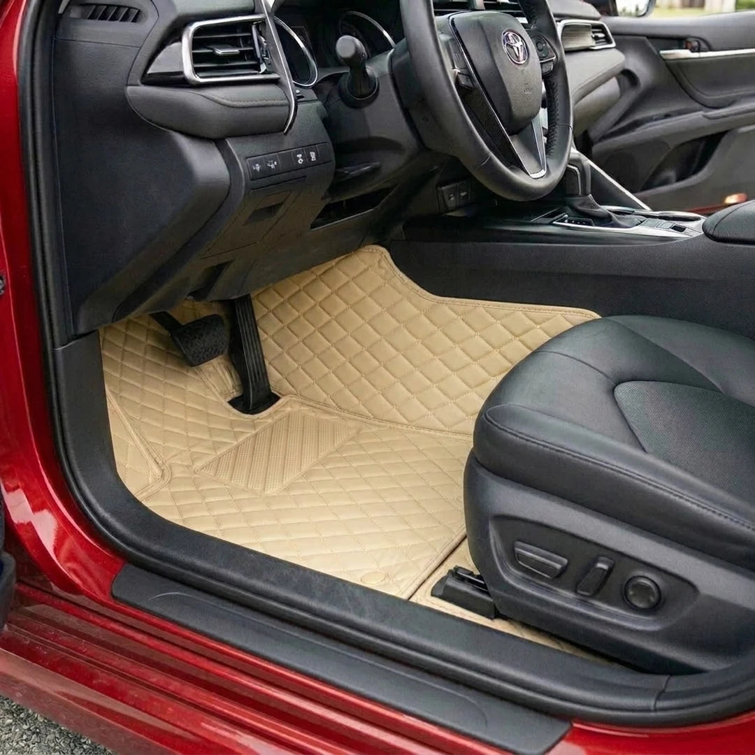 Matrikar Diamond Series custom fit car mats in Cream Beige fitted in a Toyota Camry