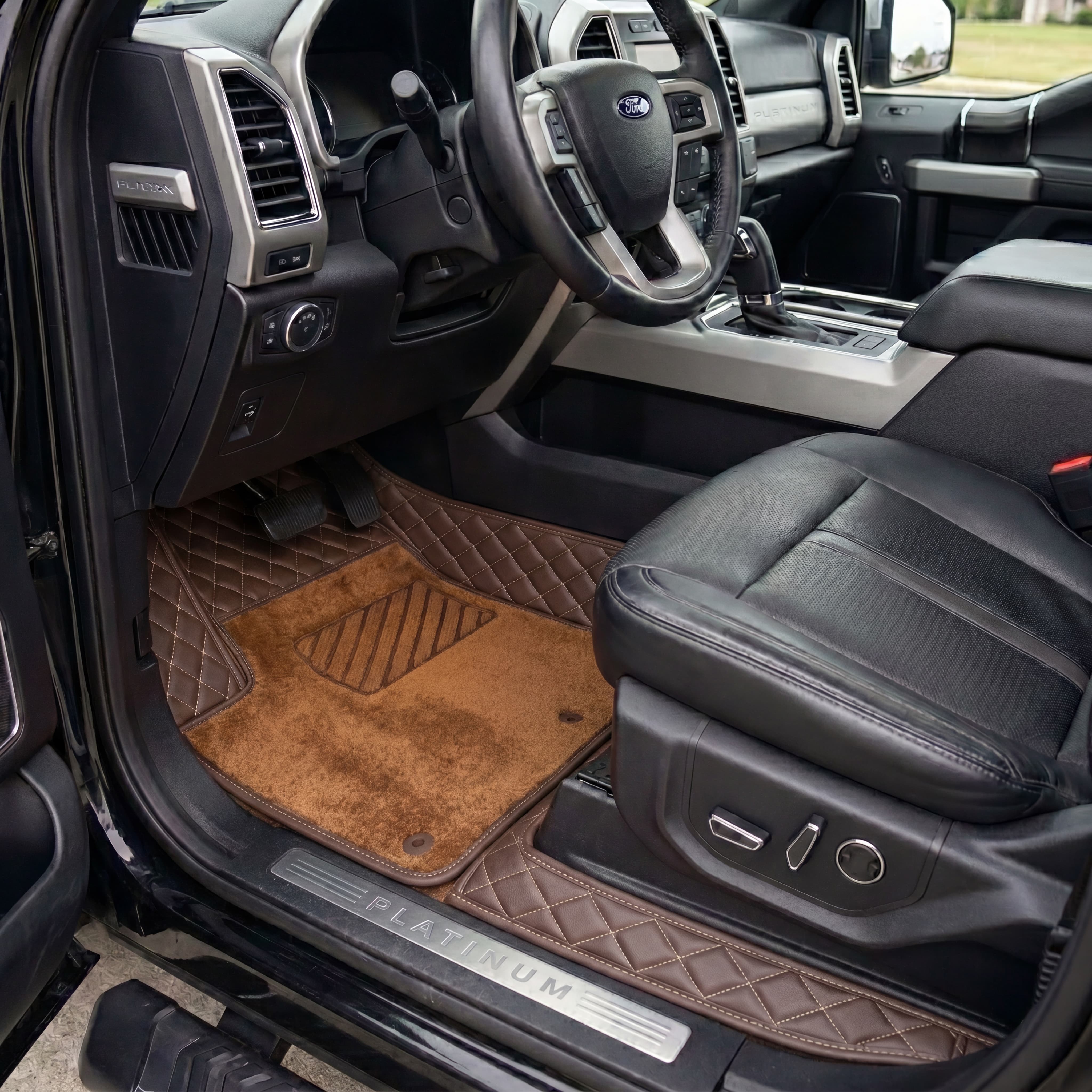 Dual-Layer Series Custom Fit Car Mats - Chocolate Brown & Caramel Brown Top Carpet