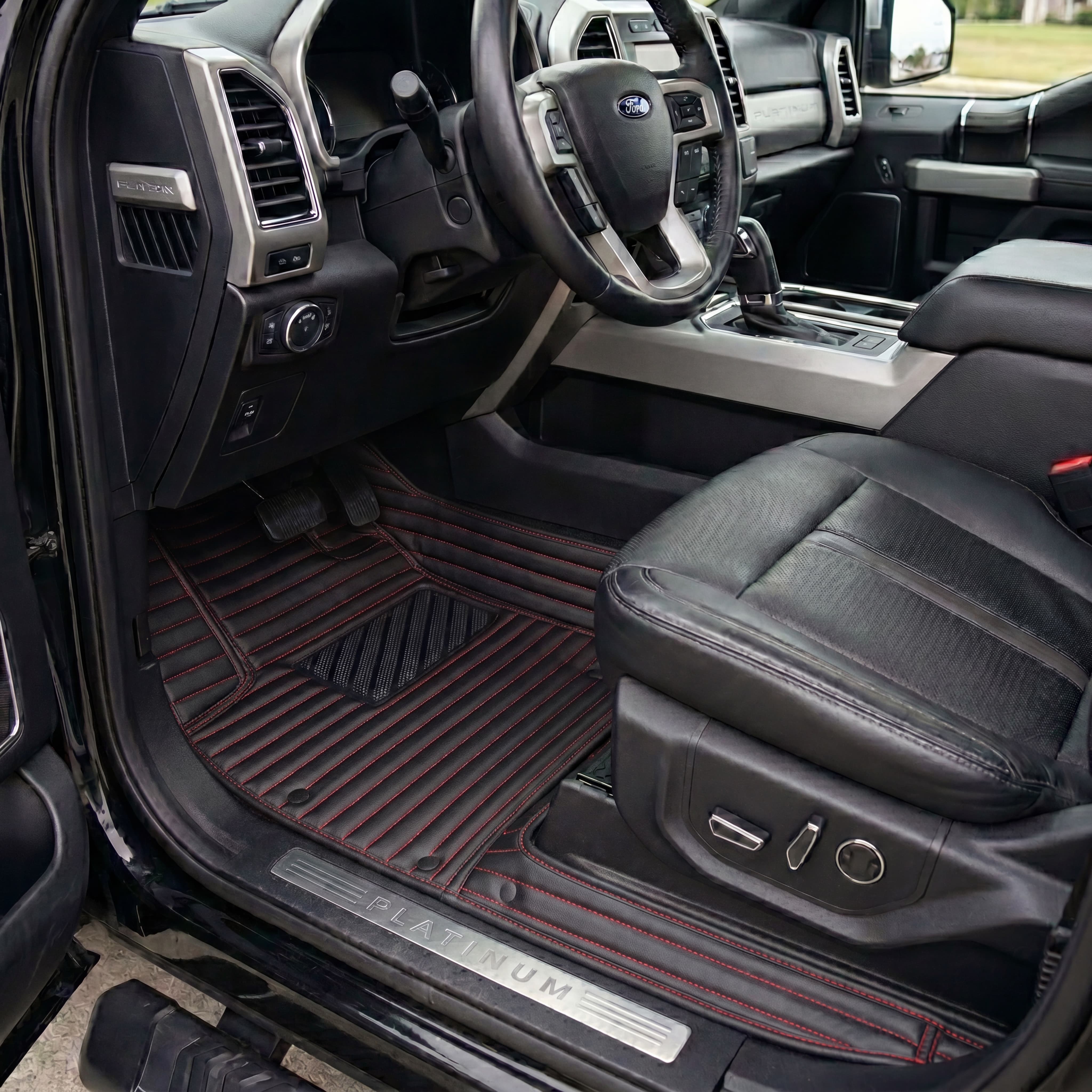 Ribbed Series Custom Fit Car Mats - Black & Red