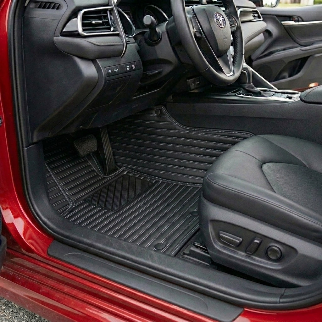 Ribbed Series Custom Fit Car Mats - Black & White