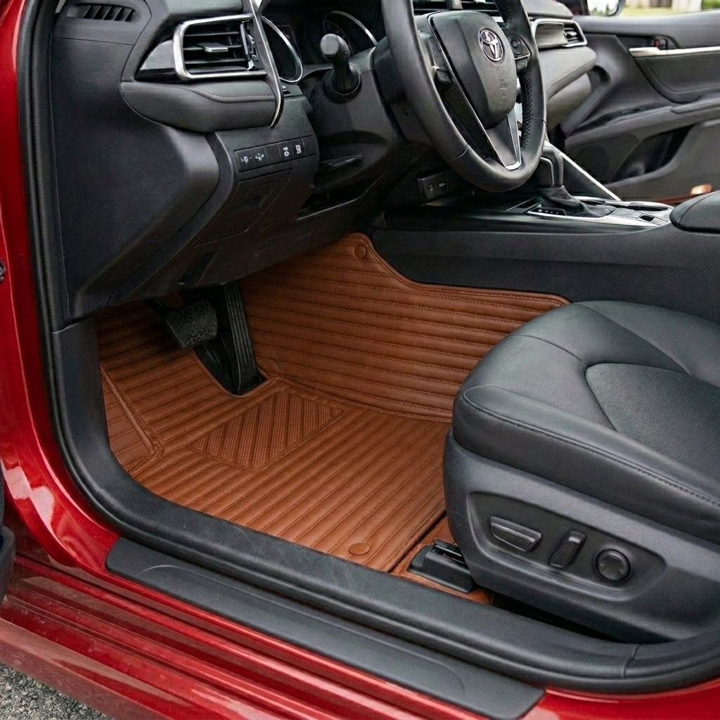 Ribbed Series Custom Fit Car Mats - Caramel Brown