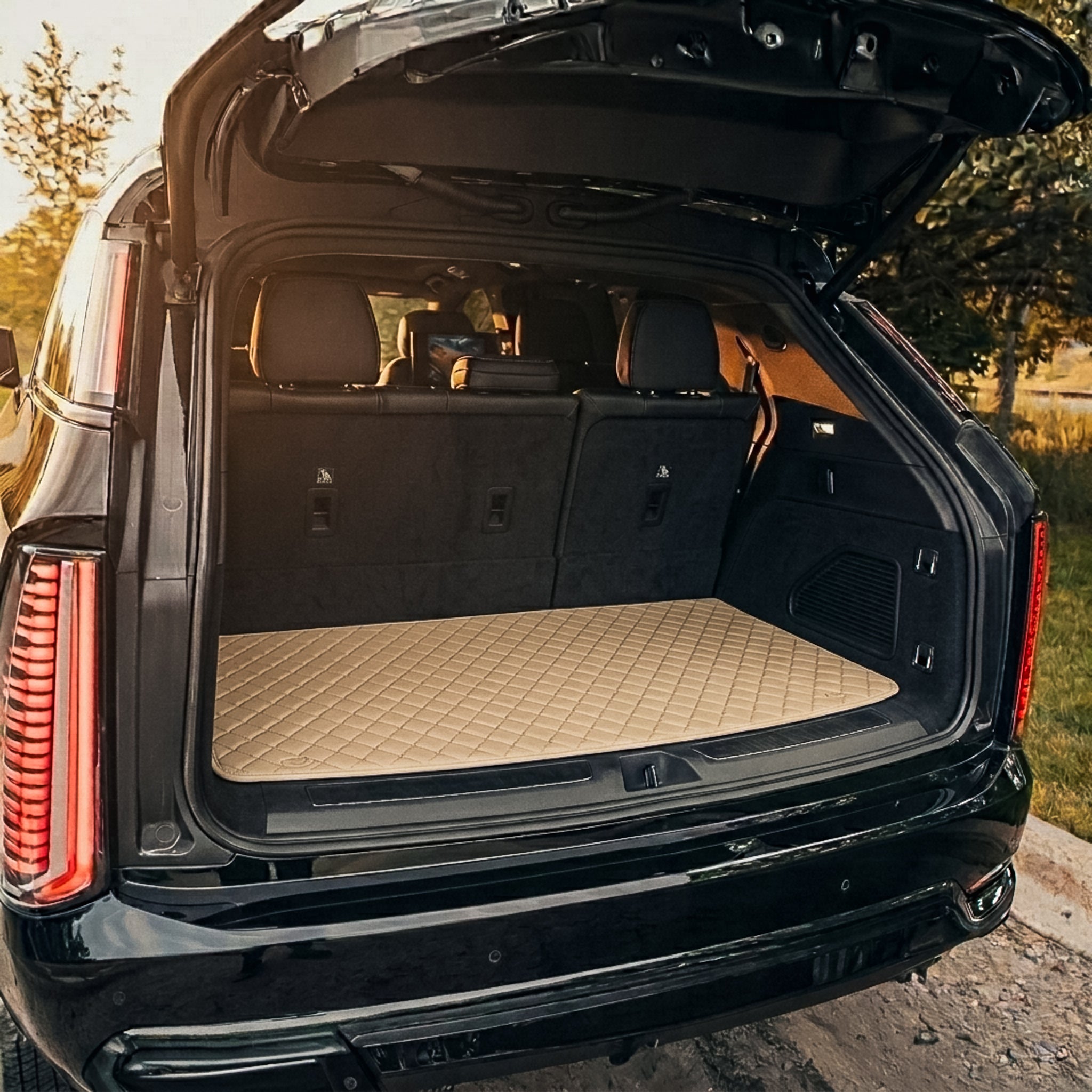 Eco-leather cream beige Diamond cargo liner — Matrikar