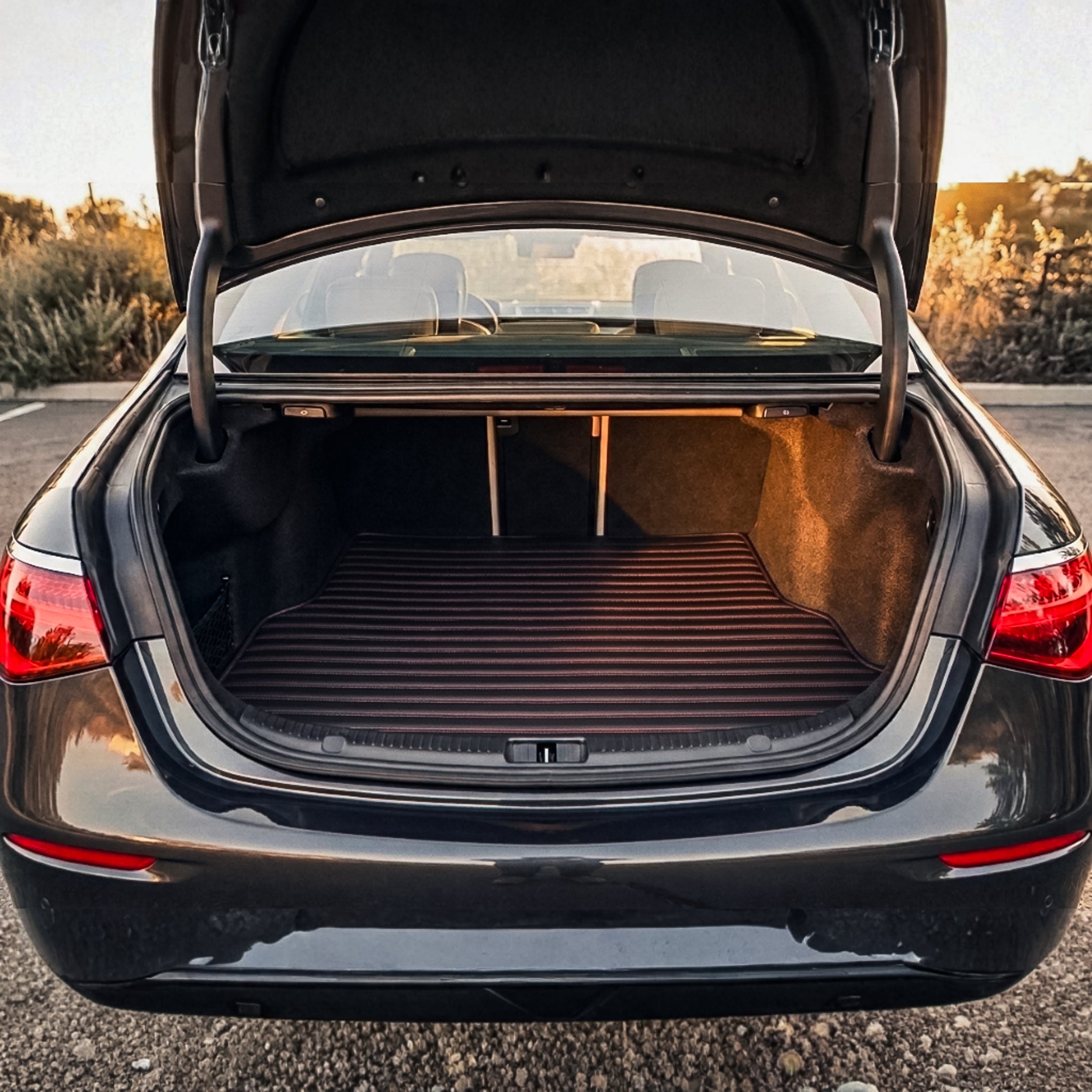Ribbed Series Custom Fit Trunk Mats - Black & Red
