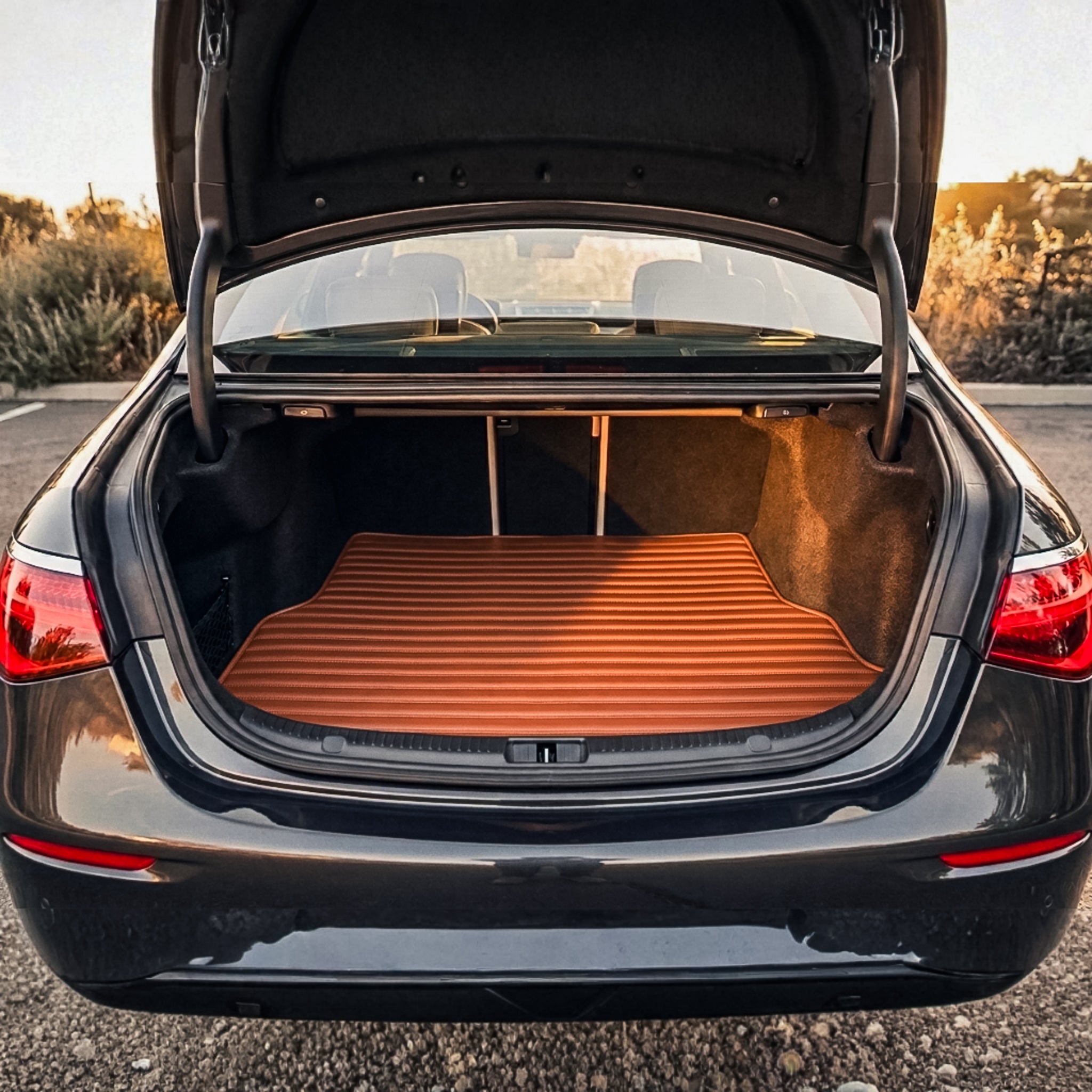 Ribbed Series Custom Fit Trunk Mats - Caramel Brown