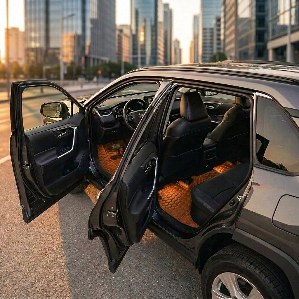 Tapis d'auto sur mesure Hexa - Brun caramel