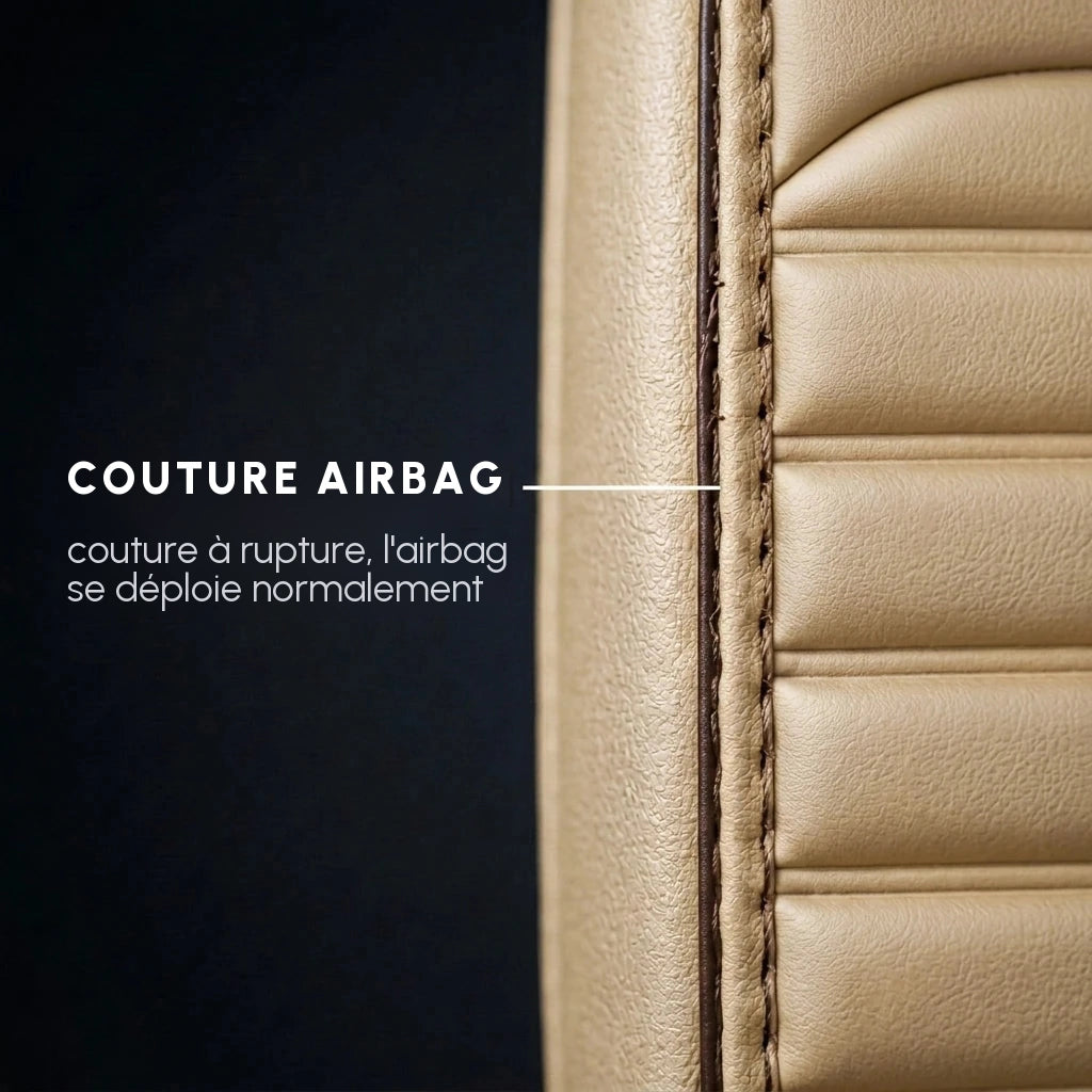 Couture compatible airbag sur une housse de siège Matrikar série Ribbed Sport : la couture à rupture laisse l'airbag se déployer normalement