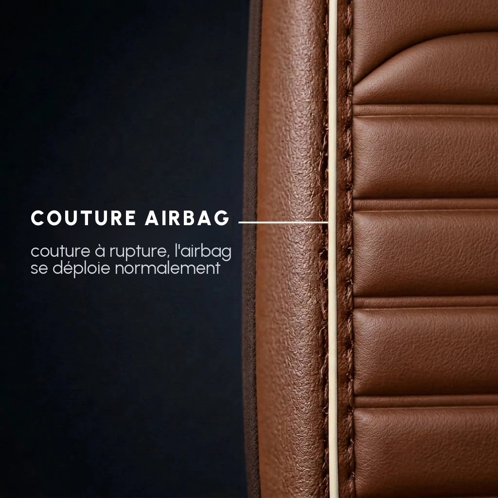 Couture compatible airbag sur une housse de siège Matrikar série Ribbed Sport : la couture à rupture laisse l'airbag se déployer normalement