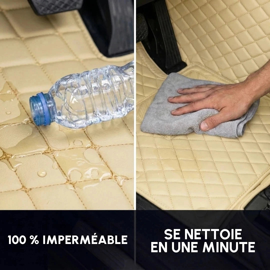 Tapis d'auto Matrikar série Diamond en beige crème repoussant l'eau renversée et se nettoyant d'un coup de chiffon