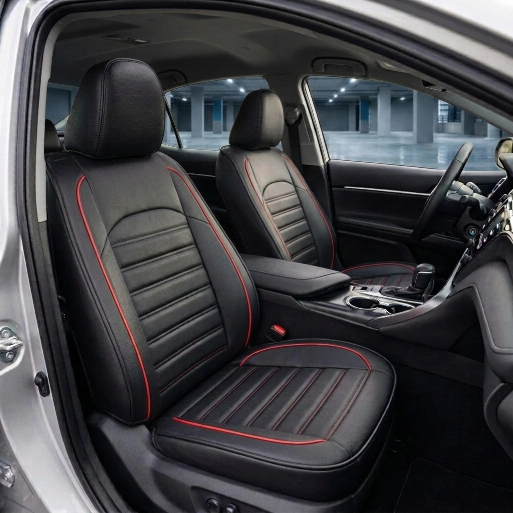 Ribbed Sport Series Custom Fit Seat Covers - Black & Red