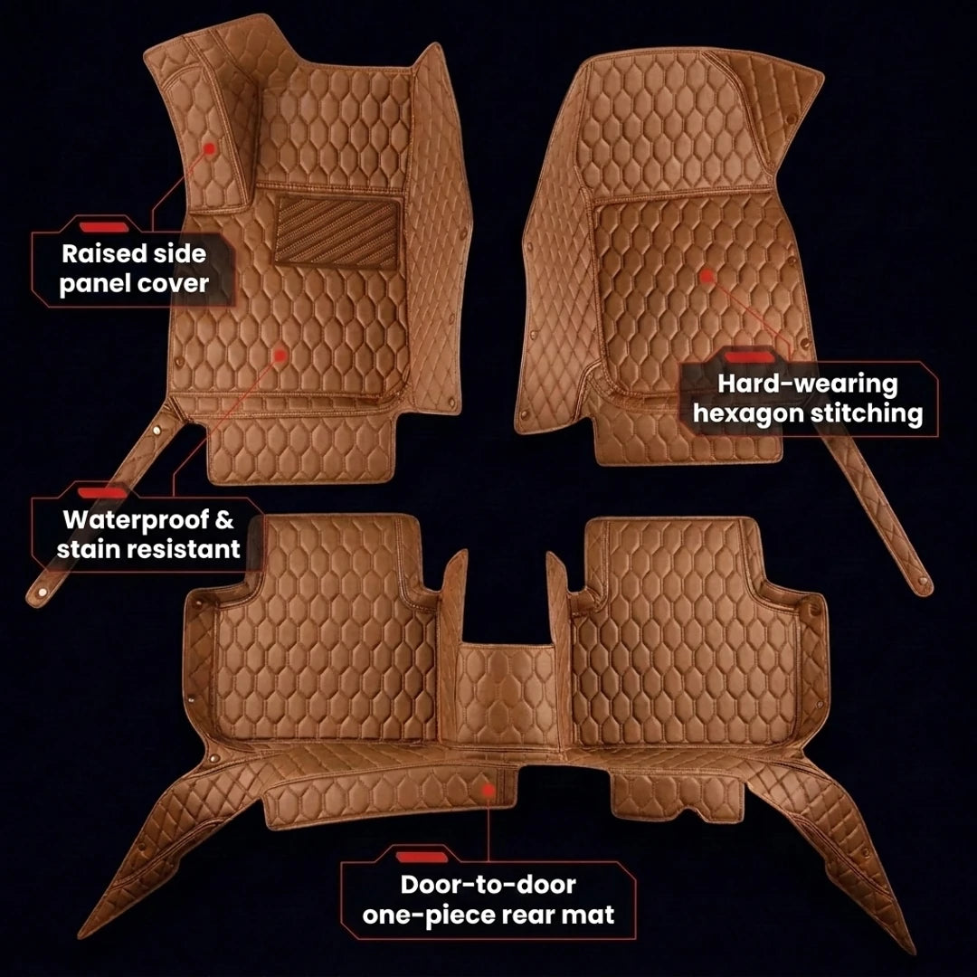 Hexa Series Custom Fit Car Mats - Caramel Brown
