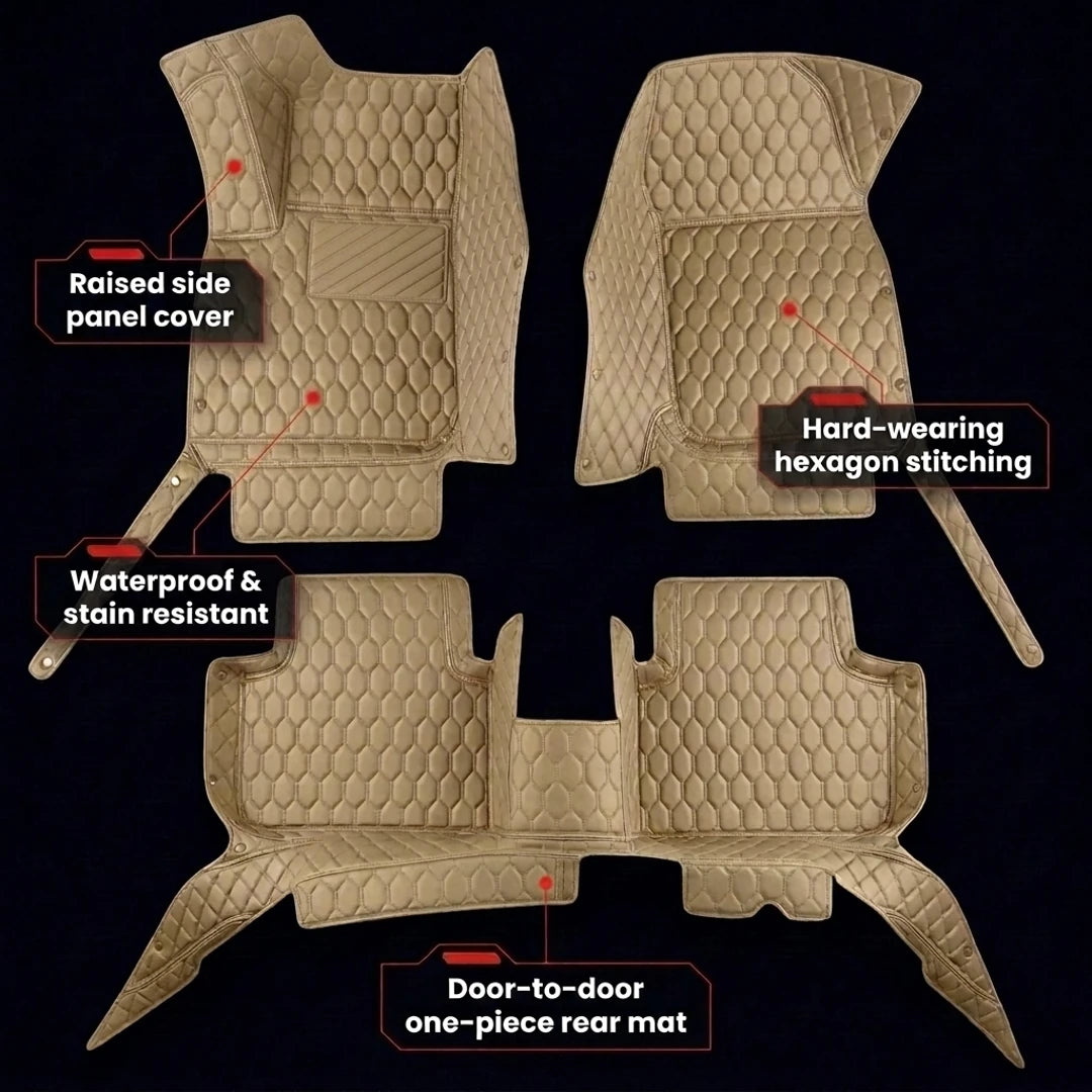 Hexa Series Custom Fit Car Mats - Cream Beige
