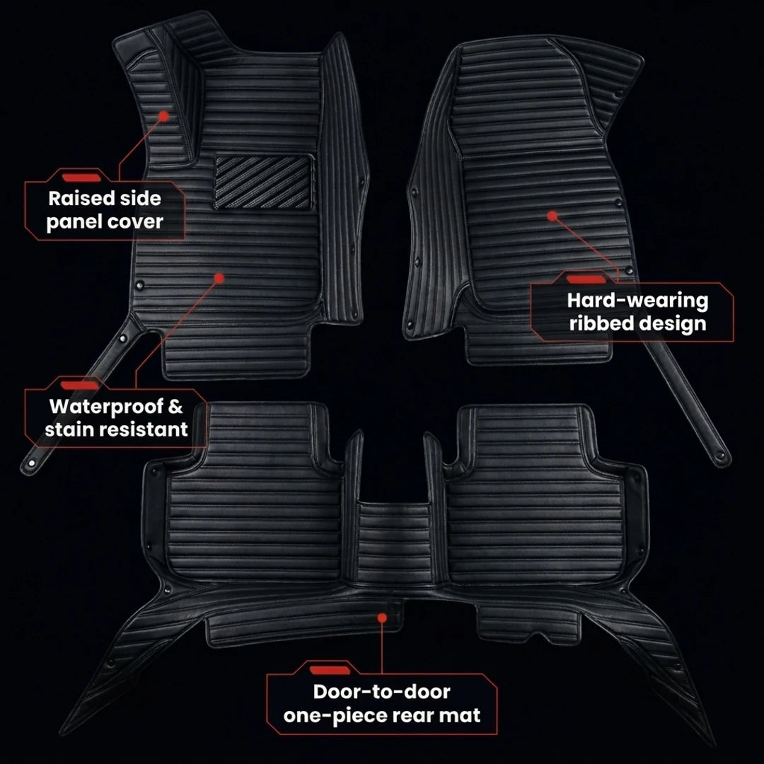 Ribbed Series Custom Fit Car Mats - All Black