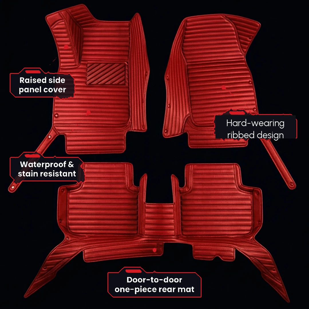 Ribbed Series Custom Fit Car Mats - Ferrari Red