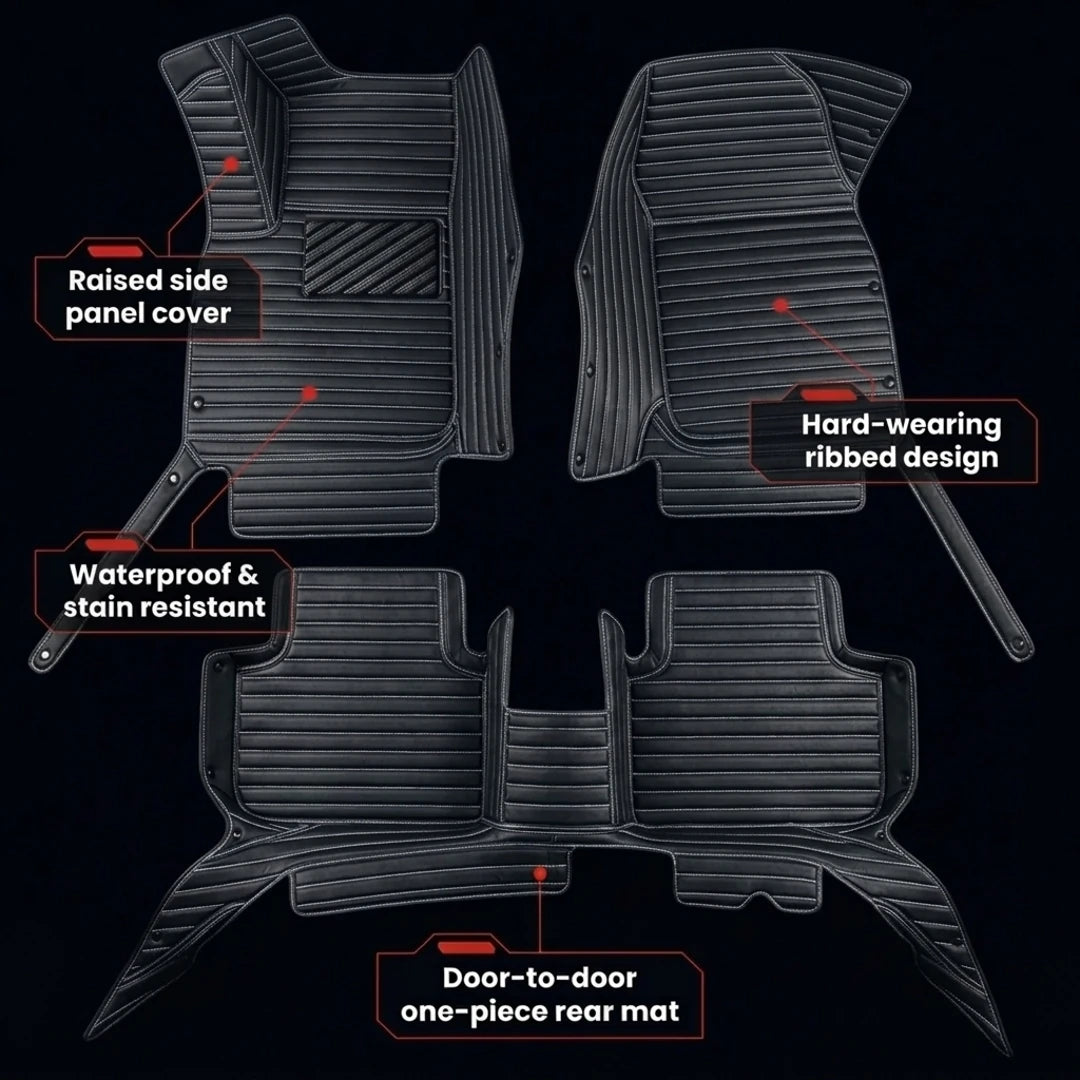 Ribbed Series Custom Fit Car Mats - Black & White