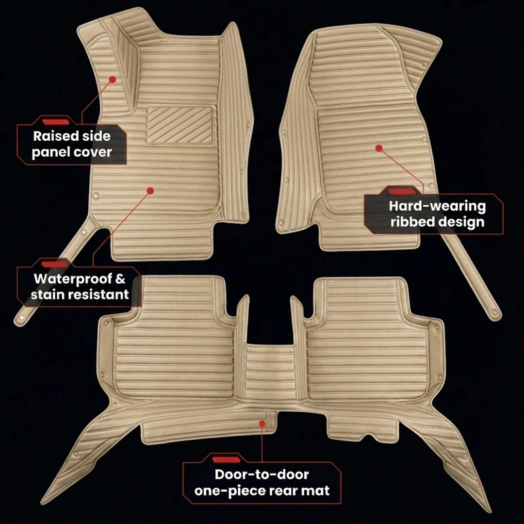 Ribbed Series Custom Fit Car Mats - Cream Beige
