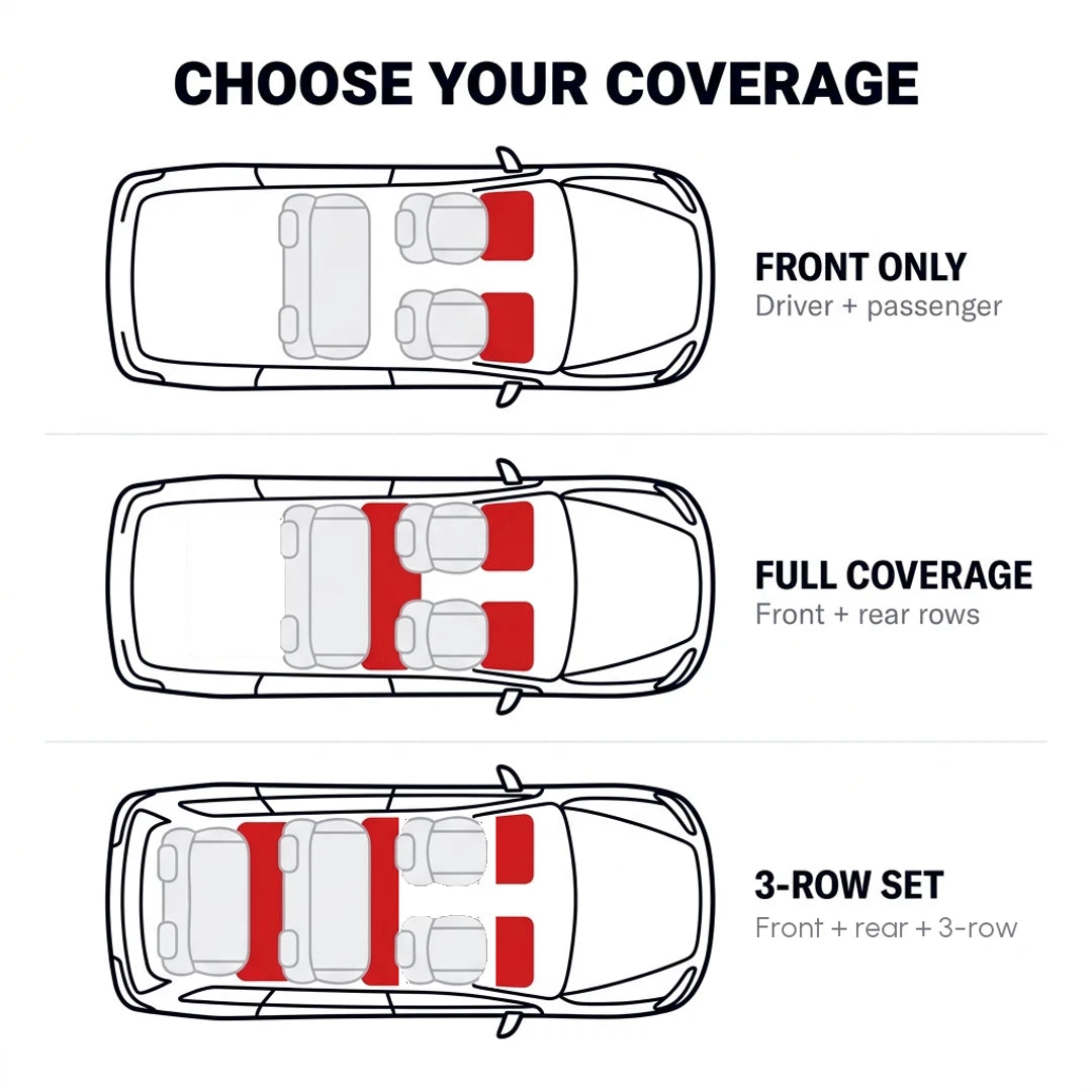 Tapis d'auto sur mesure série Dual-Layer - noir, coutures rouges et dessus en tapis rouge