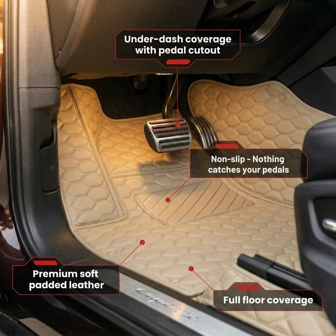 Tapis d'auto sur mesure Hexa - Beige crème