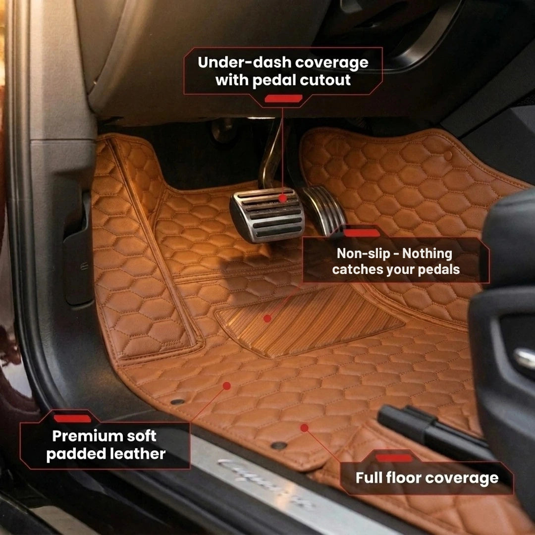 Tapis d'auto sur mesure Hexa - Brun caramel