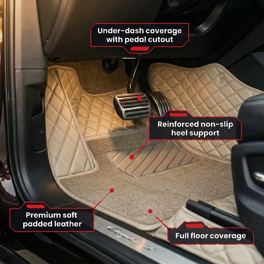 Tapis d'auto sur mesure série Dual-Layer - beige crème et dessus en tapis beige