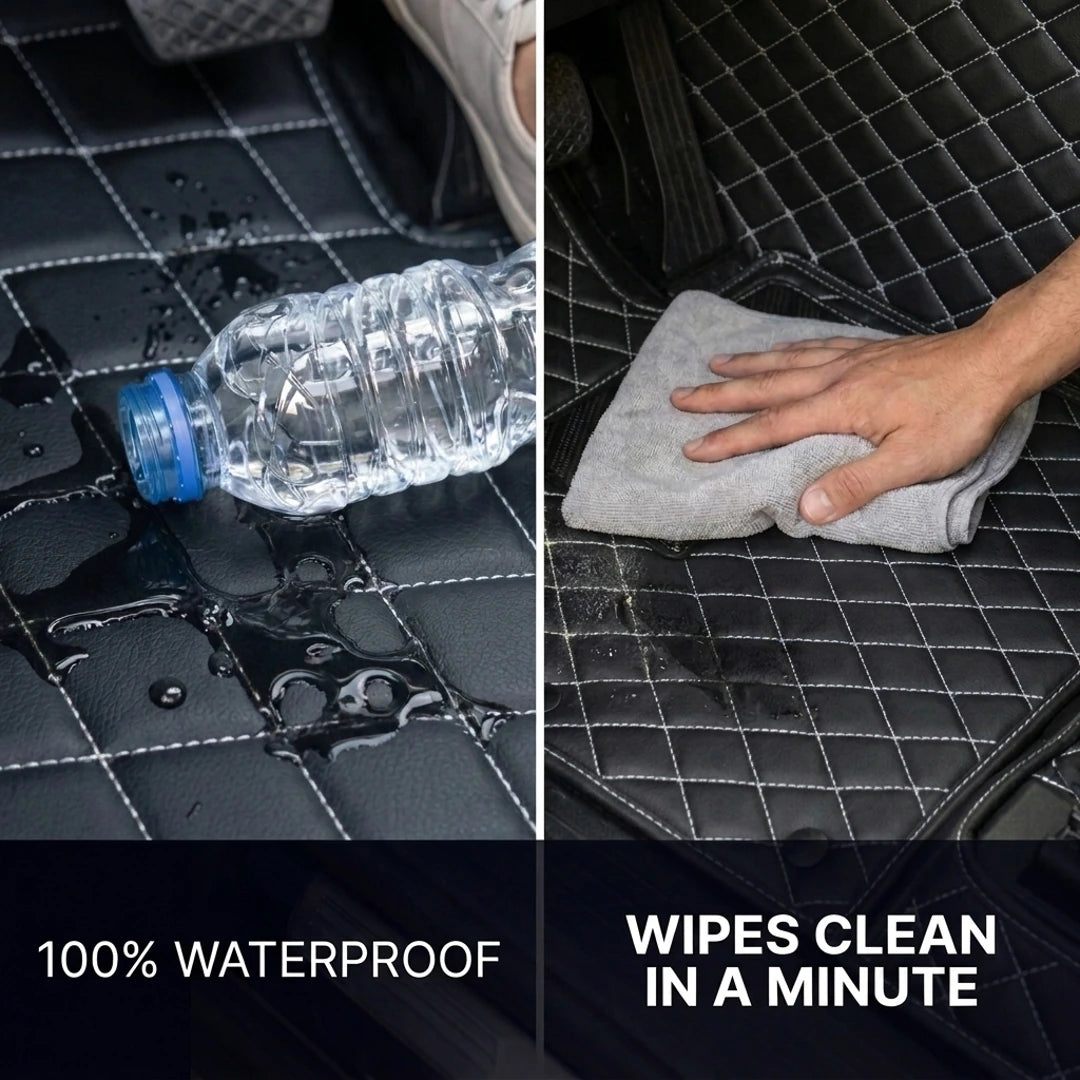 Tapis d'auto sur mesure Diamond - Surpiqûres noir et blanc